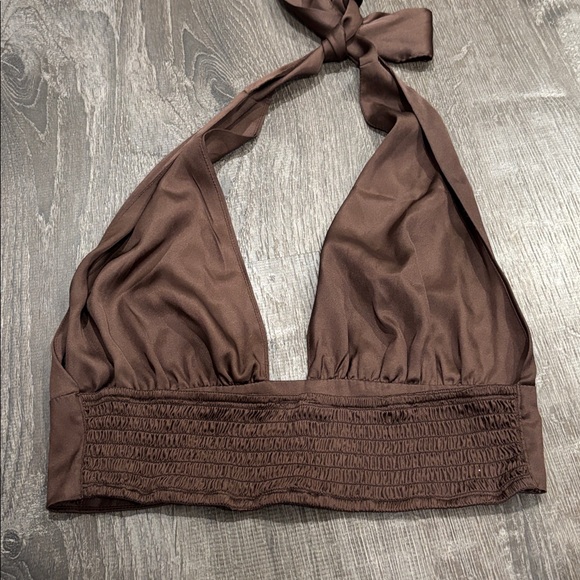 Garage Size S Brown Halter Bra Top - Picture 2 of 4